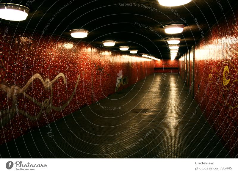 Light at the end of the tunnel Tunnel Red Lamp Budapest Tile dark