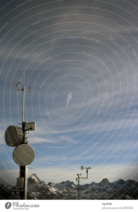 The summit of observation Top terminal Gray Air speed meter Antenna Radar station Dish antenna Observe Rod Peak Platform Vantage point Winter sports Weather