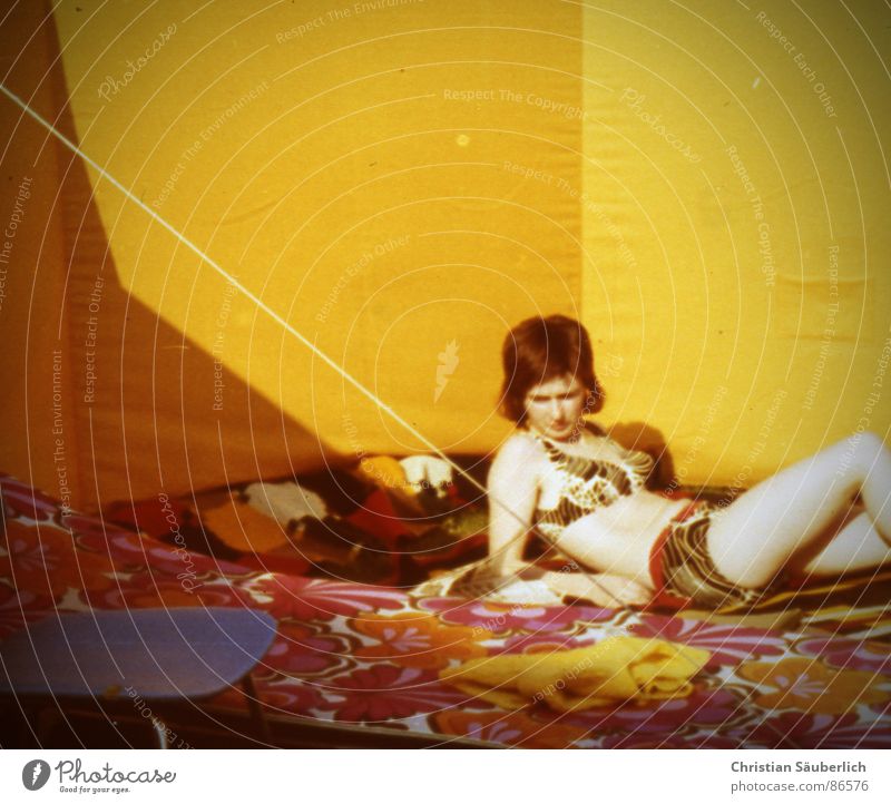 THE GOLDEN 70S Yellow Bikini Weather protection Retro Soul Woman my mother Woodstock psychiatric pink floyd Sun Chair psychedelic Summer