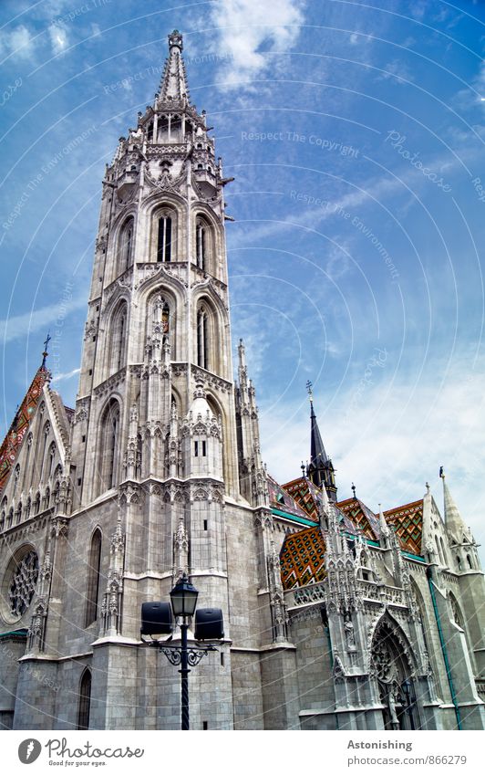 Matthias Church Art Environment Air Sky Clouds Summer Weather Beautiful weather Budapest Hungary Town Capital city House (Residential Structure) Tower