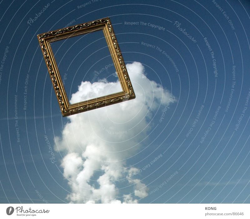 flying frame Downward Clouds Picture frame Sky blue Beautiful Frame Aviation Flying flight Throw Upward up in the frame cloud hanging in the air