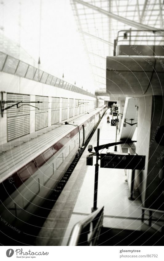 paris train station Paris Tram Coach Train station Black & white photo stylized desaturated railroad train commuter train railroad station railway station