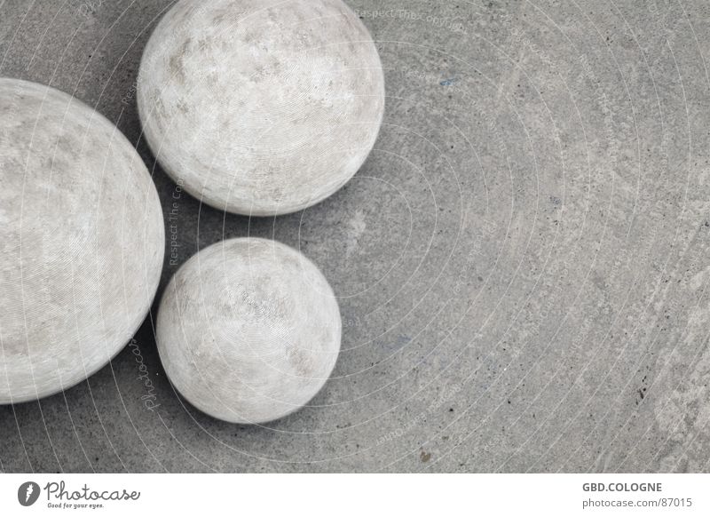 round triad Calm Decoration Autumn Stone Sphere Firm Cold Round Gray Grief Distress Stony Minerals Day Concrete Black & white photo Exterior shot Close-up