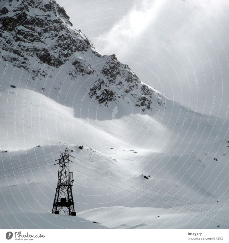 "Mountain romance." Light Electricity Shaft of light Winter Snow Sun snowfield Energy industry