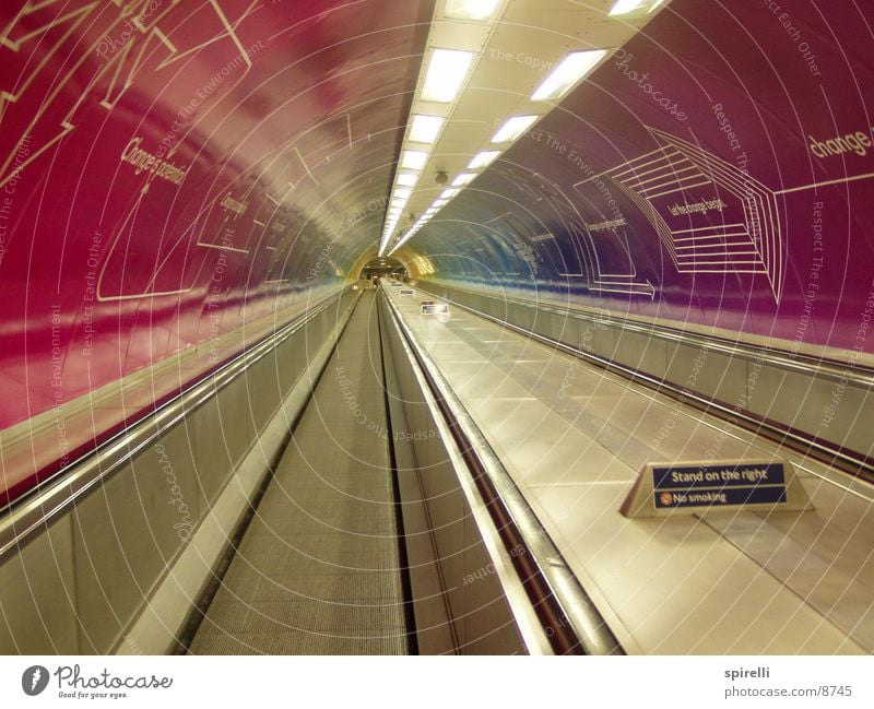 travolator London Tunnel Advertising Pink Escalator Underground London Underground Empty Architecture Waterloo Station walkway drive weaving violet Handrail