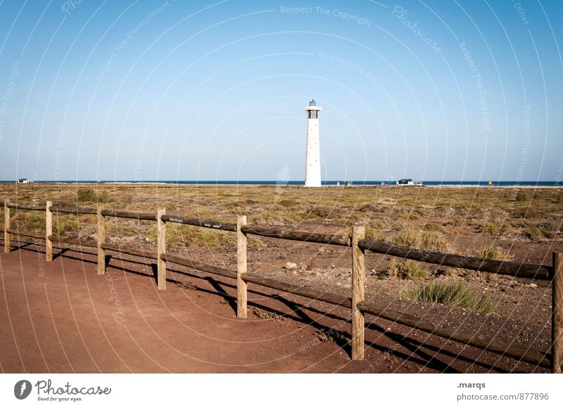 light Vacation & Travel Tourism Trip Freedom Nature Landscape Cloudless sky Horizon Beautiful weather Meadow Coast Fence Lighthouse Warmth Moody Loneliness