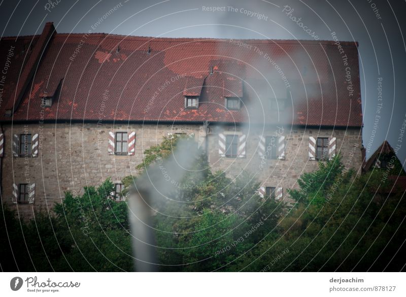 Burg zu Ipstein-Franken-with smoke from the fish grill chimney at the wine festival.  ,Noisy Joy Well-being Contentment Vintage Festival Trip