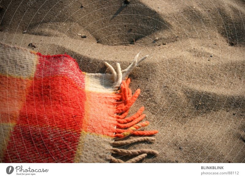 somma Beach Ocean Elbstrand Wool Vacation & Travel Weekend Summer Coast Earth Sand Blanket Orange beach blanket Lie Checkered