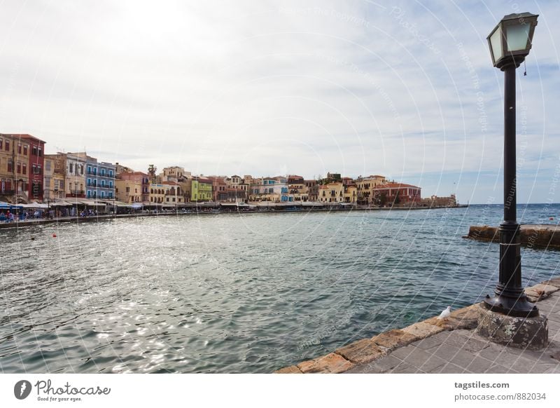 CHANIA - CRETE Crete Greece Chania Harbour Lantern Street lighting Promenade Town Places Vacation & Travel Travel photography Idyll Card Tourism Sun Sunbeam