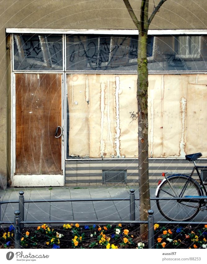 The bakery of my trust Bicycle Flower Store premises Yellowed Brown Time Former Derelict Loneliness Old