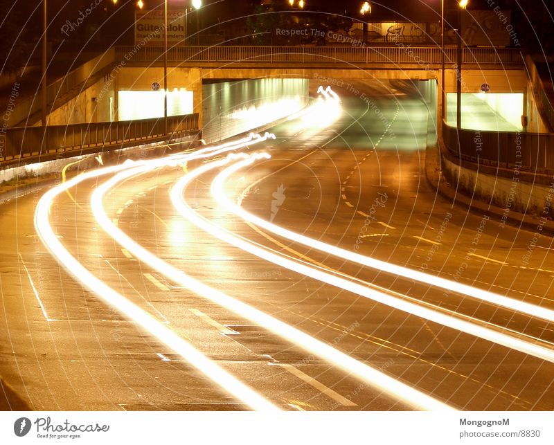 Car Tunnel II Night Light Speed Traffic lane Long exposure Bridge Street