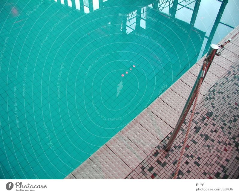 pool edge Swimming pool Indoor swimming pool Wuppertal Pool border Border Calm Turquoise Water Tile Blue Reflection
