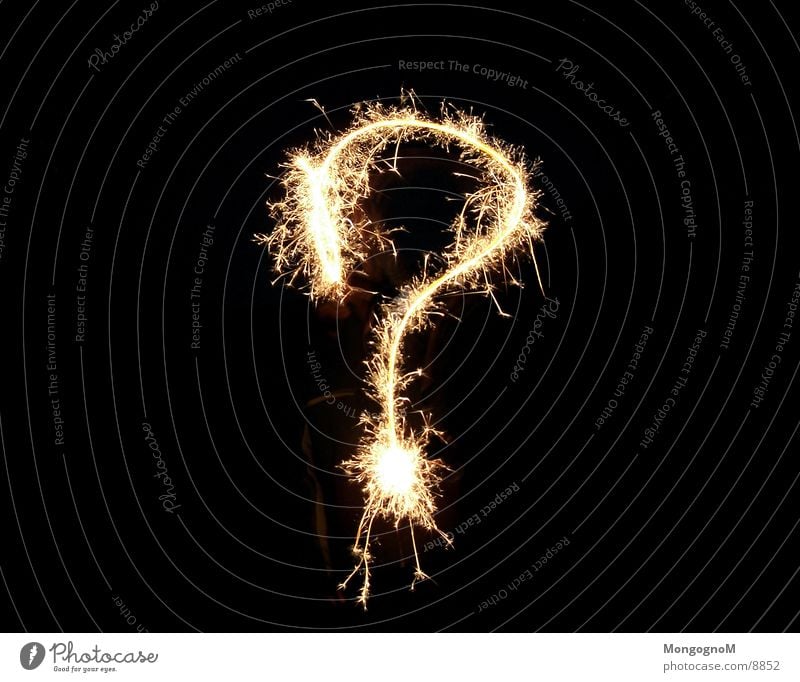 question mark Sparkler New Year's Eve Question mark Long exposure
