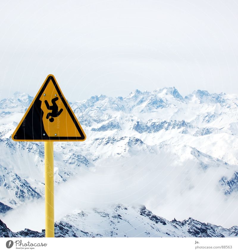 waaaaaaaaaah ... Clouds Warning sign Risk of collapse Skiing Snowboarding Bad weather France Risk of accident Warning label Mountain Winter sports Alps
