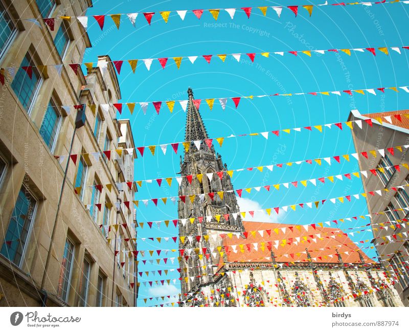 Lamberti church in Münster Cloudless sky House (Residential Structure) Church Tourist Attraction Decoration Happiness Positive Beautiful Multicoloured