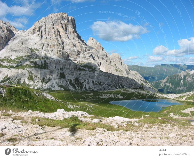 Mountain with lake South Tyrol Mountain lake Clouds Panorama (View) Nature Large
