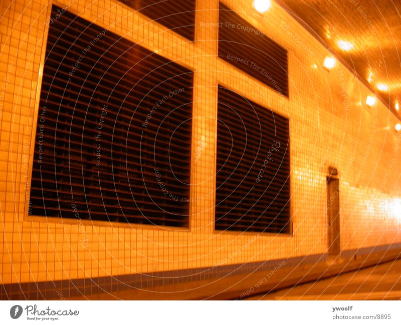 Wall In Lincoln Tunnel, New York Underground Ventilation Vent slot Ventilation shaft Deserted Artificial light Lighting Central perspective Ventilation flap