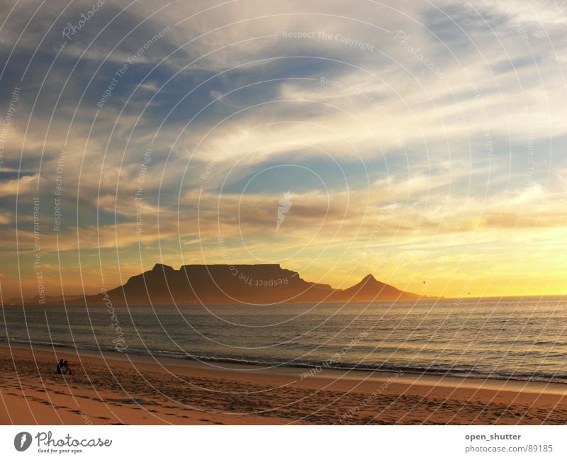 Table Mountain, Cape Town, South Africa Sunset Beach Summer Sky Ocean Coast table mountain clouds sea romance landmark famous SA