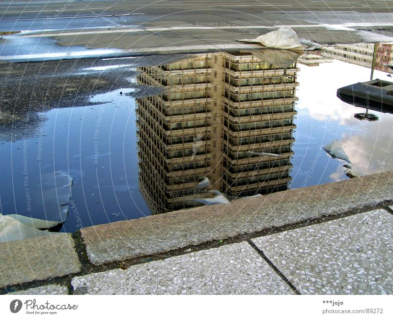 underwater Puddle Berlin Curbside Wet High-rise Alexanderplatz Goods House (Residential Structure) Town Trash Go crazy Water yes sorry - again a puddle GDR