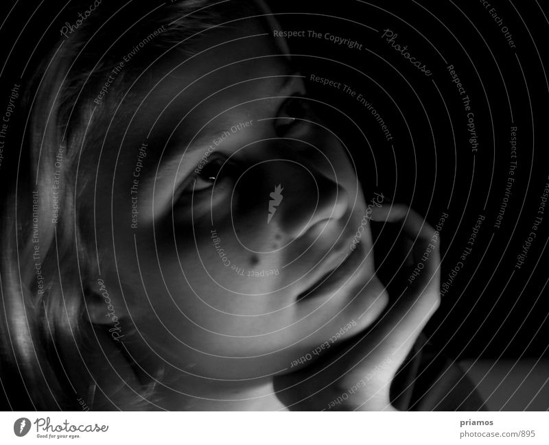 dreaming Woman Dreamily Human being potrait Black & white photo Near Face Eyes