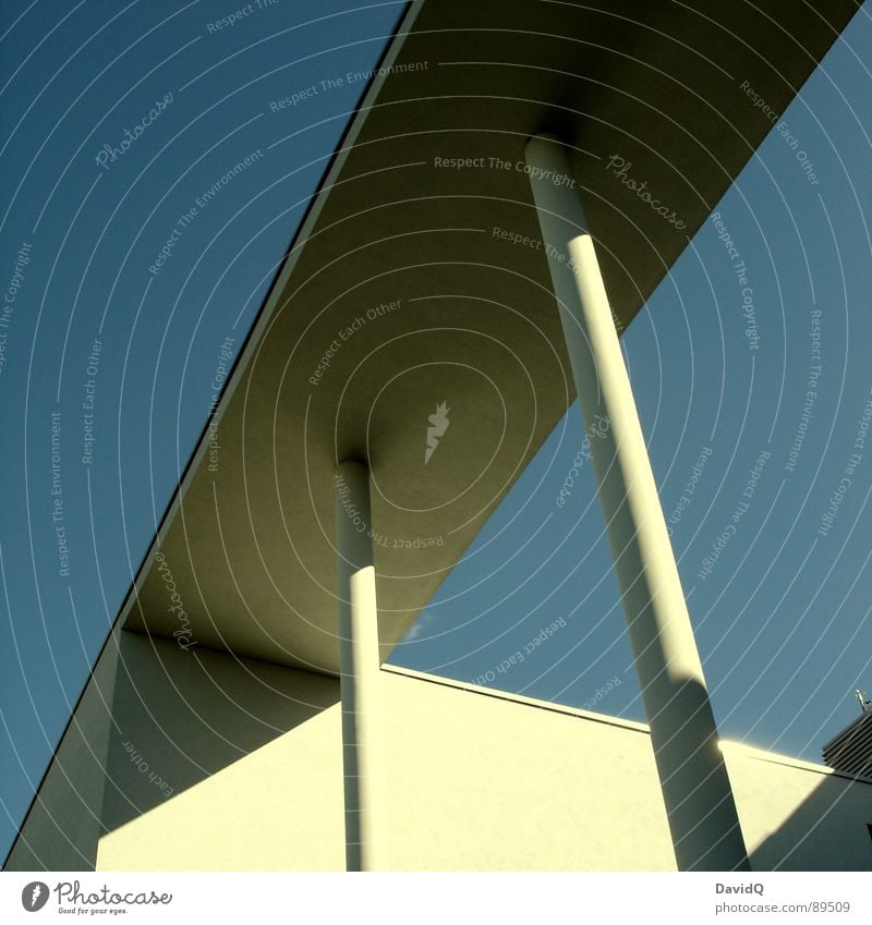 Tidy concrete and sunshine Concrete Corner Linearity Cold Modern architecture Column Sky Shadow Blue Sharp-edged Architecture