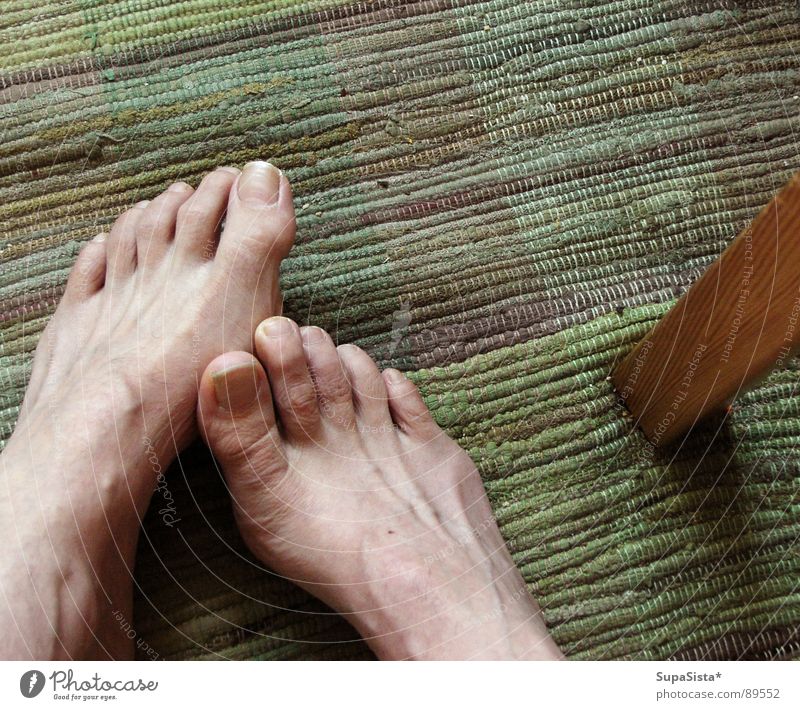 wait for the shower to clear Carpet Toes Feet table leg Skin Wait Morning want to take a shower Barefoot