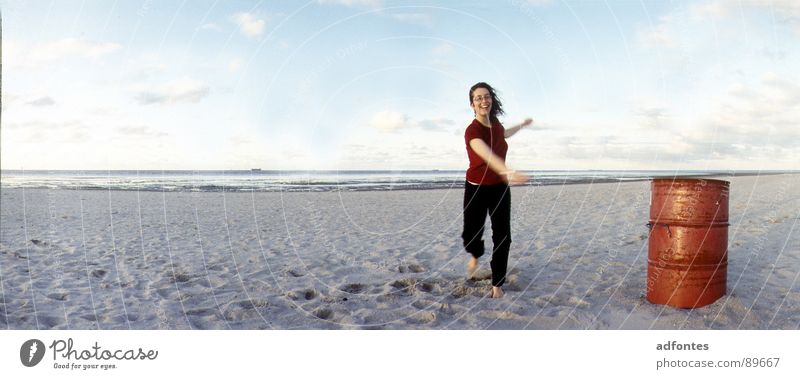 Schillig 4/ North Sea Beach Panorama (View) Keg Ocean Horizon Coast Woman Horizon 202 Dance Large Panorama (Format)