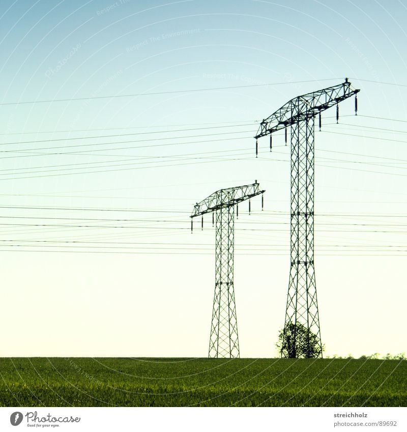 Long-distance current 3 Optimism Meadow Hope Village green Grass Range Green Common land Span Far-off places Resign Glade Extent Electricity pylon Steel