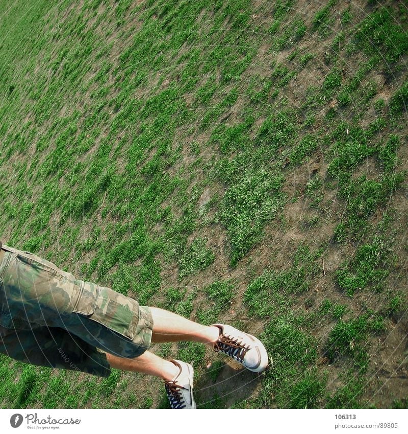 SlIP [bottom®] Pants Camouflage Footwear Calf Meadow Green Park Man Field Alaunpark Dresden Neustadt Organic Brown Beige Summer Physics Tuft of grass Steppe