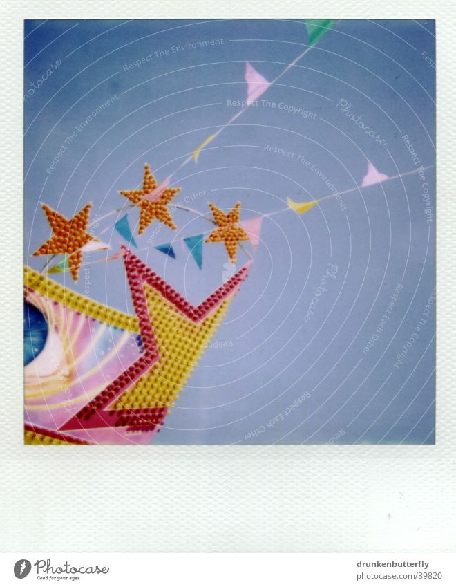 * Fairs & Carnivals Roof Flag Glittering Pink Yellow Lamp Playing Star (Symbol) Sky Flat (apartment) Blue