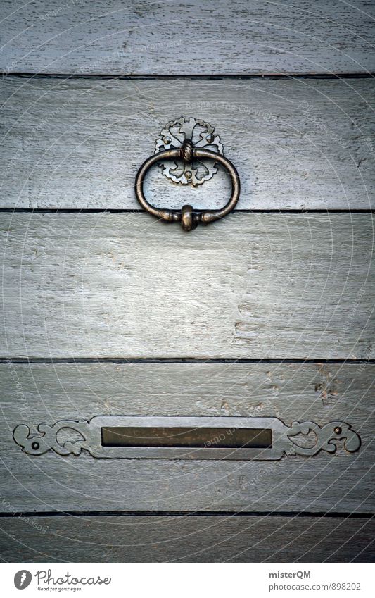 Knock knock. Elegant Style Design Exotic Esthetic Door Doorknob Door opener Mailbox Wood Surface Come right in Portal Closed Dignified Old Historic Colour photo