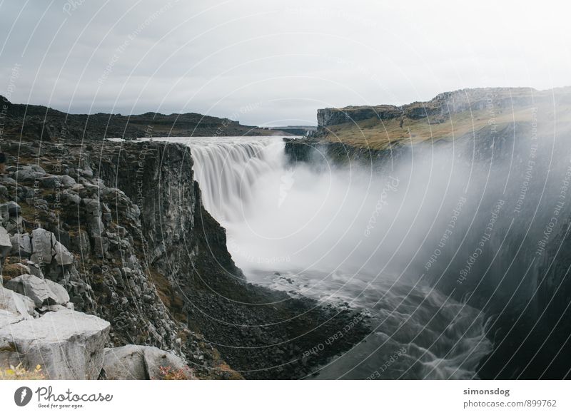 I'm in Iceland. Nature Landscape Water Clouds Autumn Bad weather River Waterfall Might Vacation & Travel Canyon Rock Large White crest To fall Flow Colour photo