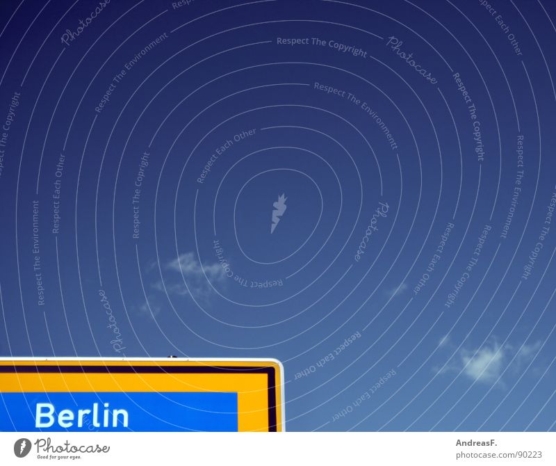 Direction Berlin? Government Highway Town Capital city merkel chancellor Germany Sky Blue Street Signs and labeling