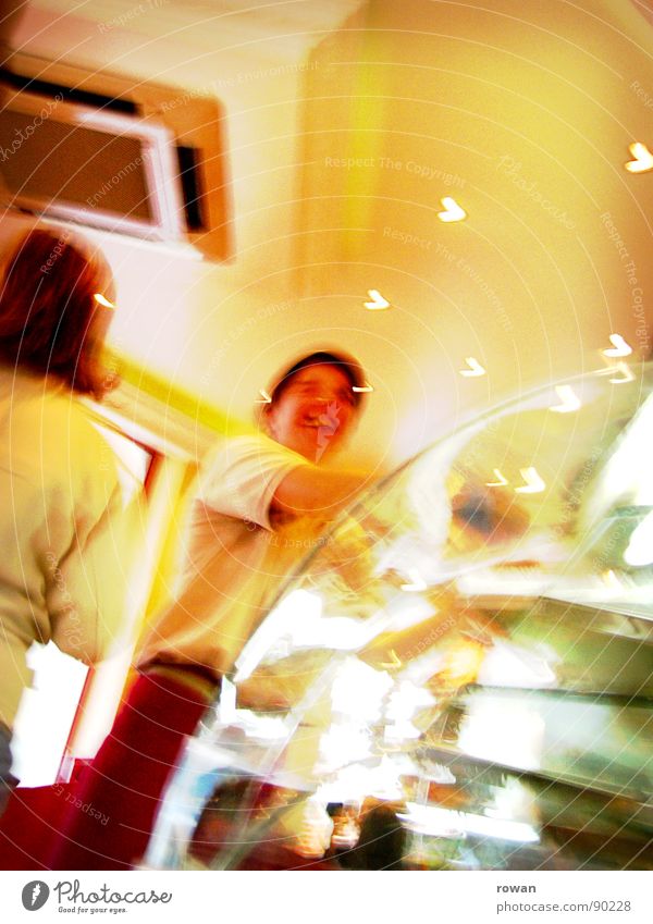 two rolls, please! Baker Counter Bakery Bakery shop Good mood Light Multicoloured Shopping Sell Lomography Blur Snapshot Flashy Gastronomy Joy Glass Laughter