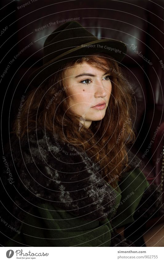 portrait Fashion Hat Hair and hairstyles Emotions Moody Portrait photograph Fur coat Hunting Wild ronja daughter of a robber Nature Noble Luxury Mole