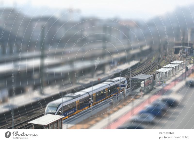 Miniaturized IV Railroad Railroad tracks Platform Parking lot Model-making Miniature Toys Bielefeld Train station Transport Street Car Miklos Gaal Pattern