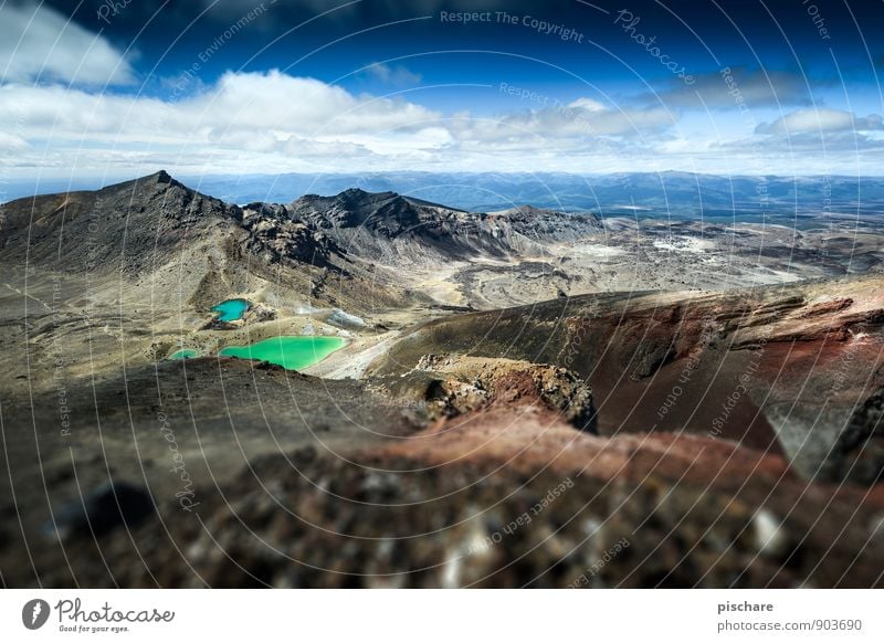 NZ Nature Landscape Rock Mountain Volcano Lake Sharp-edged Adventure New Zealand Tongariro Colour photo Exterior shot Deserted Day Blur Panorama (View)