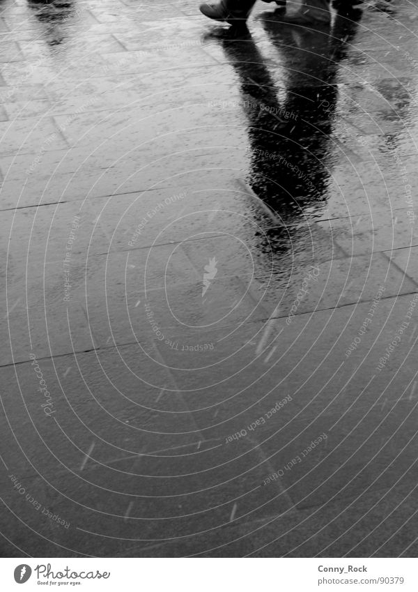 Hallenser Plate Mirror Reflection Granite Damp Gray Gloomy Black & white photo Traffic infrastructure Snow Rain Warehouse Markets Shadow Prefab construction