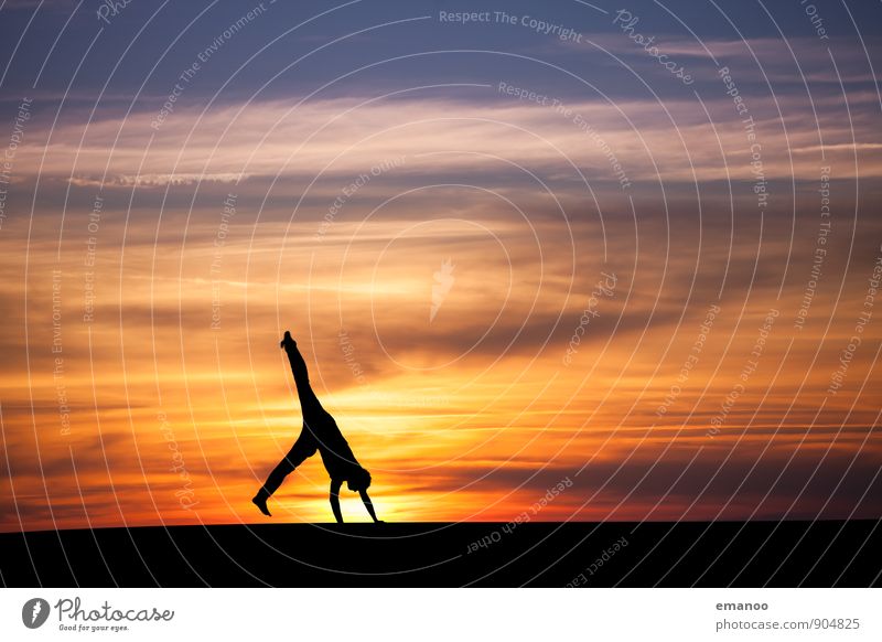 sunset cartwheel Lifestyle Joy Athletic Well-being Vacation & Travel Far-off places Freedom Sports Sportsperson Human being Young man Youth (Young adults) Body