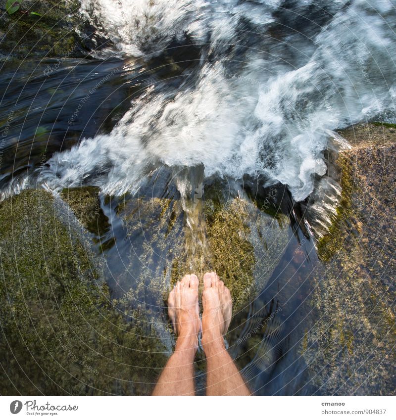 waterfall feet Lifestyle Style Joy Wellness Relaxation Vacation & Travel Trip Adventure Freedom Human being Masculine Man Adults Legs Feet 1 Nature Landscape