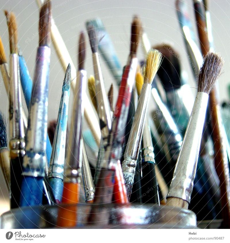 brush stroke Paintbrush Art Painter Atelier Brush stroke Multicoloured Selection Arts and crafts  Culture Colour artist's studio Artist Painting (action, work)