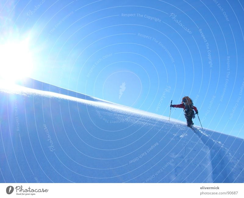 Struggle and happiness Gran Paradiso Back-light Snow track Ski tour Mountaineering Winter Winter mood Sports Playing Sun Contrast Winter sports