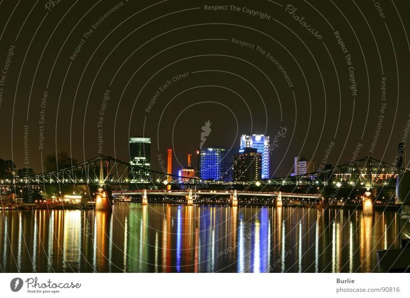 Frankfurt Magic of Lights Main Night High-rise Romance Calm Long exposure Water Lamp Reflection Peace