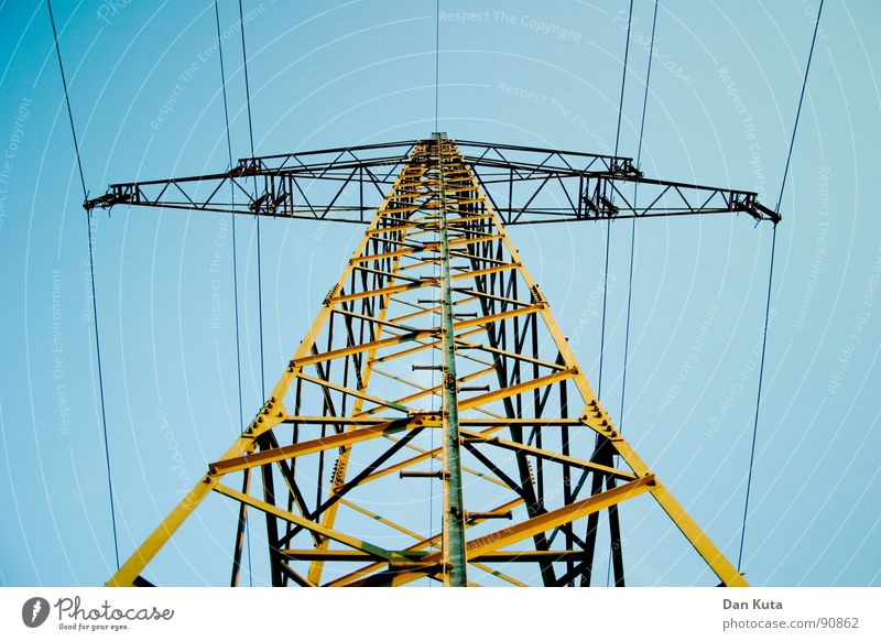 \|T|/ Electricity Noble Thin Graceful Open Wire Electricity pylon Exciting Eiffel Tower Manmade structures Detail Transmission lines Sky Blue Honest Shadow