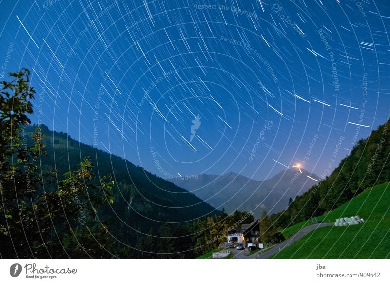 View to the Niesen Life Relaxation Calm Trip Far-off places Freedom Summer Mountain Nature Landscape Elements Air Night sky Stars Autumn Beautiful weather Alps