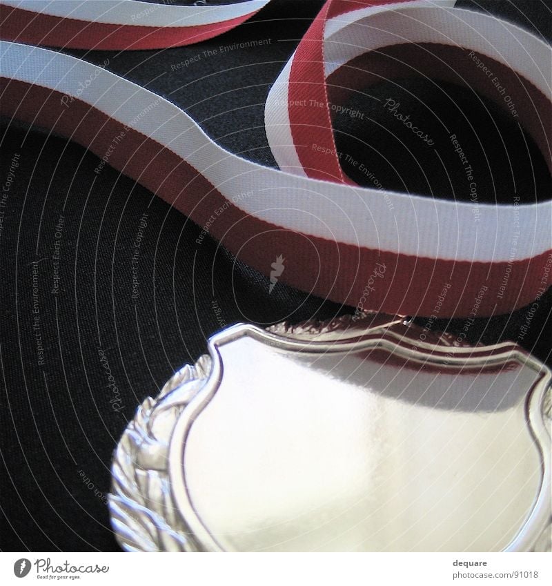 First Medal Success Reflection Reddish white Badge Macro (Extreme close-up) Close-up Leisure and hobbies String Happy reward Silver Award ceremony tribute