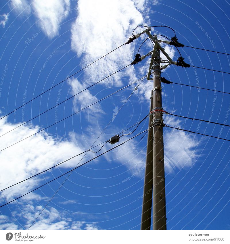 Wireclouds Electricity Light High voltage power line Dangerous Clouds Square Far-off places Society Sky White Gray Black Concrete Column Sharp-edged Right