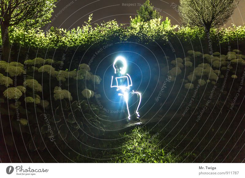Glowing Man Garden Night life Laboratory Energy industry Science & Research Advancement Future High-tech Solar Power Human being Androgynous 1 Art Painter