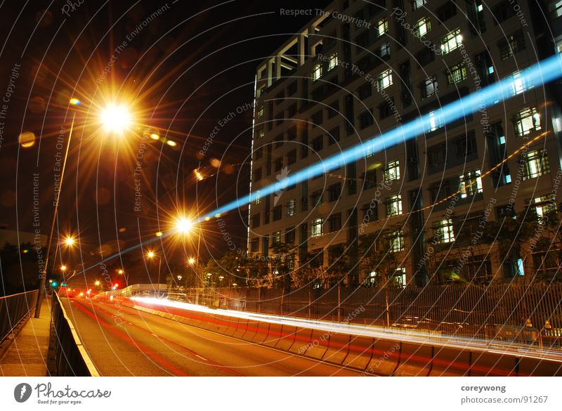 night motion Hongkong Long exposure lines street lamp city university radiates stripe vibrancy trace