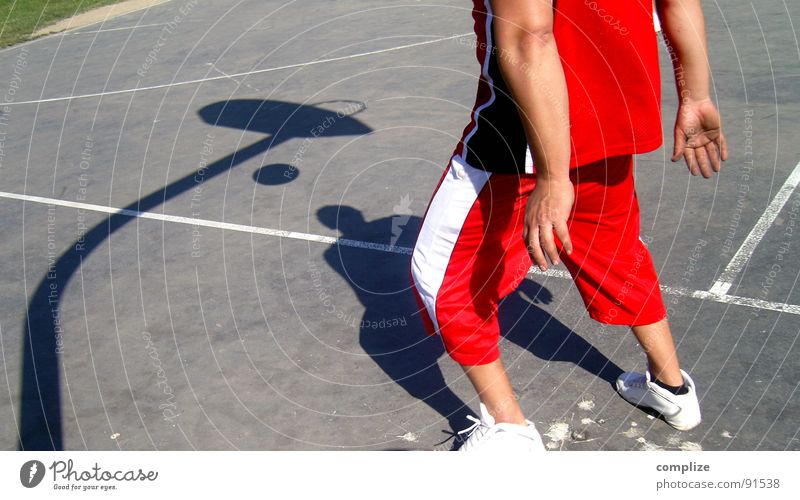 the player Basket Sports Ball sports Red Playing Playground School sport Guy Basketball Shadow Throw Line game Movement